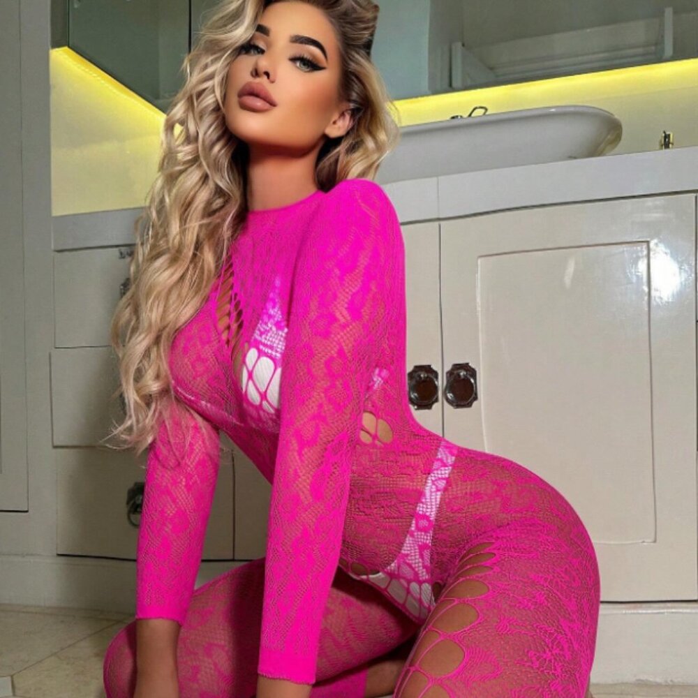 Sexy Cut Out Fishnet Crotchless Bodystocking Lingerie Without Liner
